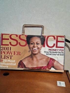 ESSENCE Magazine Michelle Obama Cover Clutch with Red and Cream Design
